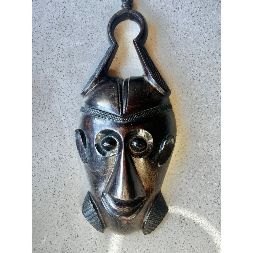 African Tribal IronWood Mask Wall Hanging Decor 13" Repaired
